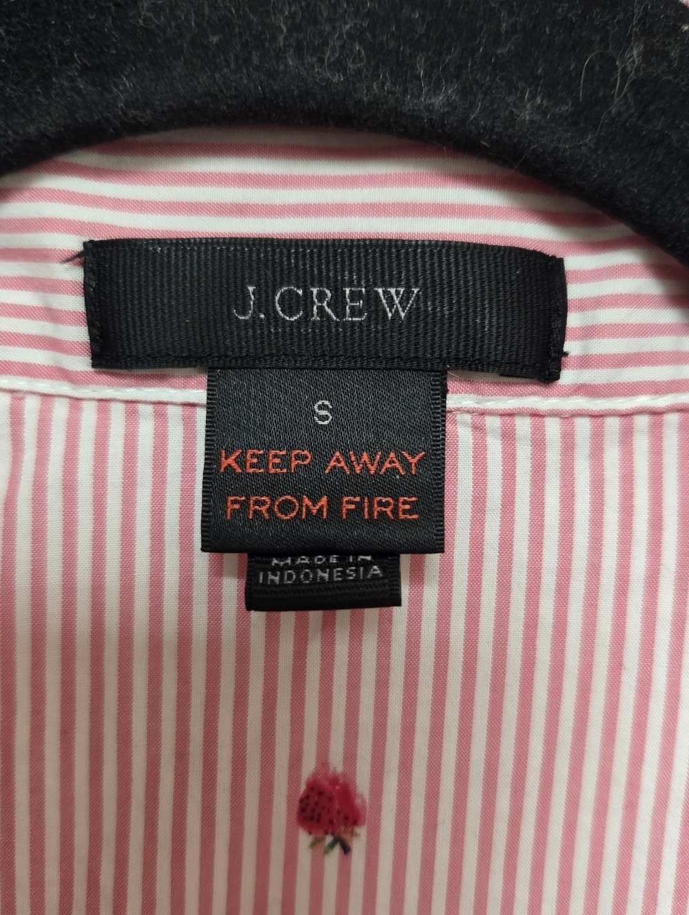 J. Crew Pink and White Striped Pajama Shirt Size Small Tropical Fruit Print - Picture 2 of 9